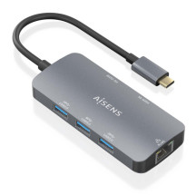 foto de HUB AISENS USB-C DOCK 6 EN 1 USB-C A 1XHDMI 1XRJ45 3XUSB-A USB-C PD 15CM