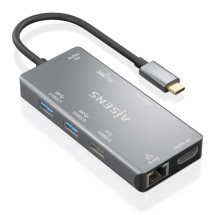 foto de HUB AISENS USB-C DOCK 9 EN 1 USB-C 2XHDMI RJ45 2XUSB-A 3.0 USB-A 2.0 PD