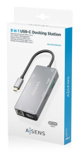 foto de HUB AISENS USB-C DOCK 9 EN 1 USB-C 2XHDMI RJ45 2XUSB-A 3.0 USB-A 2.0 PD