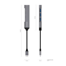 foto de HUB AISENS USB 3.1 USB-C USB-C/M-4XTIPO A/H GRIS 10CM
