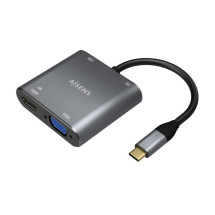 foto de CABLE CONVERSOR AISENS USB-C A VGA/HDMI 4K/USB3.0/USB-C PD GRIS 15CM