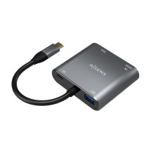 foto de CABLE CONVERSOR AISENS USB-C A VGA/HDMI 4K/USB3.0/USB-C PD GRIS 15CM
