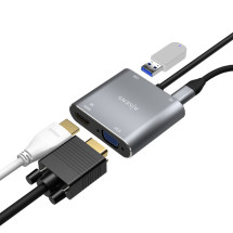 foto de CABLE CONVERSOR AISENS USB-C A VGA/HDMI 4K/USB3.0/USB-C PD GRIS 15CM