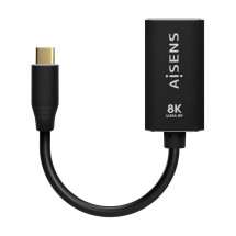foto de CABLE CONVERSOR AISENS ALUMINIO USB-C A DISPLAYPORT 8K60HZ NEGRO 15CM