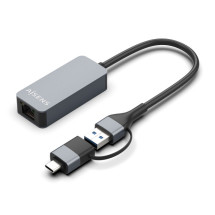 foto de CABLE CONVERSOR AISENS USB3.2 GEN1 USB-A+USB-C A ETHERNET 2.5G GRIS 15CM