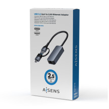 foto de CABLE CONVERSOR AISENS USB3.2 GEN1 USB-A+USB-C A ETHERNET 2.5G GRIS 15CM