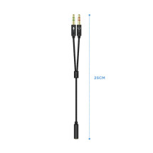 foto de CABLE ADAPTADOR AISENS AUDIO JACK 3.5 4P/H-2XJACK 3.5 3P/M 25CM