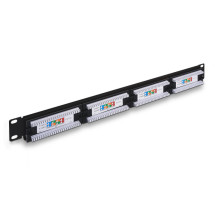 foto de PANEL PARCHEO AISENS 24 PUERTOS RJ45 CAT.5E UTP 19 1U DUAL IDC NEGRO