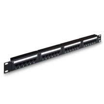 foto de PANEL PARCHEO AISENS 24 PUERTOS RJ45 CAT.5E UTP 19 1U DUAL IDC NEGRO