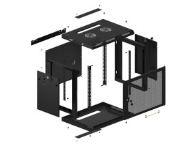 foto de ARMARIO LANBERG 9U 600X450 CON PUERTA PERFORADA RACK 19 H-60 KG NEGRO FLAT PACK