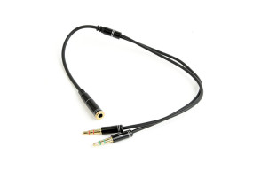 foto de CABLE ADAPTADOR GEMBIRD-HEMBRA 4PINES 3,5MM A 2 STEREO 3,5MM NEGRO, C.METALIC