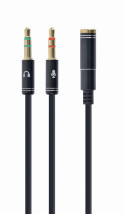 foto de CABLE ADAPTADOR GEMBIRD-HEMBRA 4PINES 3,5MM A 2 STEREO 3,5MM NEGRO, C.METALIC