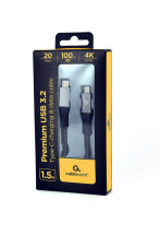 foto de CABLE GEMBIRD USB 3.2 GEN. 2X2 TIPO C DE PRIMERA CALIDAD, 20 GBPS, 100 W, 1,5 M