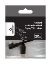 foto de CABLE GEMBIRD USB CM-8PIN DE 8 PINES TRENZADO DE ALGODON EN ANGULO, 0,2 M,NEGRO
