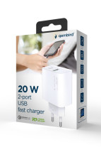foto de CARGADOR RAPIDO USB GEMBIRD DE 2 PUERTOS Y 20 W, BLANCO