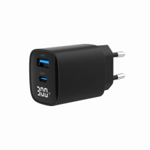 foto de CARGADOR RAPIDO USB GEMBIRD DE 2 PUERTOS Y 30 W, LCD, NEGRO