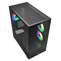 foto de CAJA GAMING mATX SHARKOON MK6 RGB 3XVENT 120MM 2XUSB SN FUENTE NEGRO