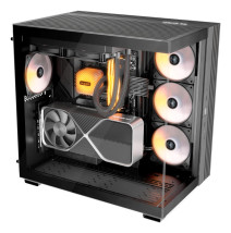 foto de CAJA BEQUIET LIGHT BASE 600 LX ATX 4 VENTX 140MM SIN FUENTE ARGB NEGRO