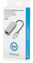 foto de CONVERSOR AISENS USB 3.0 A ETHERNET GIGABIT 10/100/1000 GRIS 15CM