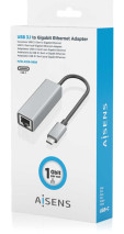 foto de CONVERSOR AISENS USB3.1 GEN1 USB-C A ETHERNET GIGABIT GRIS 15CM