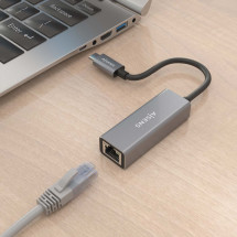 foto de CONVERSOR AISENS USB3.1 GEN1 USB-C A ETHERNET GIGABIT GRIS 15CM
