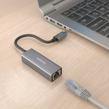 foto de CONVERSOR AISENS USB3.1 GEN1 USB-C A ETHERNET GIGABIT GRIS 15CM