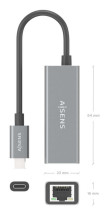 foto de CONVERSOR AISENS USB3.1 GEN1 USB-C A ETHERNET GIGABIT GRIS 15CM