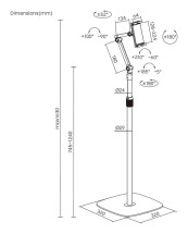 foto de SOPORTE AISENS SUELO UNIVERSAL AJUSTABLE (3 PIVOTES) TABLET NEGRO