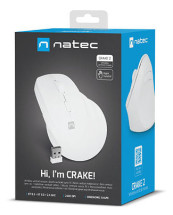 foto de RATON NATEC CRAKE 2 VERTICAL DIESTRO DUAL 2400 DPI BLANCO BLUETOOTH PILAS