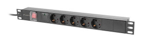 foto de REGLETA LANBERG 1U 16A RACK 19 5X SOCKET SCHUKO NEGRO 2M