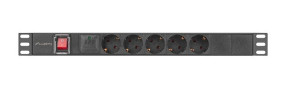 foto de REGLETA LANBERG 1U 16A RACK 19 5X SOCKET SCHUKO NEGRO 2M