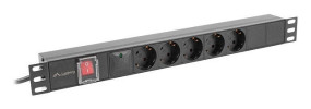 foto de REGLETA LANBERG 1U 16A RACK 19 5X SOCKET SCHUKO NEGRO 2M