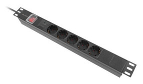 foto de REGLETA LANBERG 1U 16A RACK 19 5X SOCKET SCHUKO NEGRO 2M
