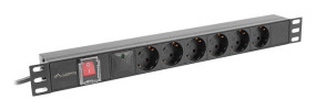foto de REGLETA LANBERG 1U 16A RACK 19 6X SOCKET SCHUKO NEGRO 2M