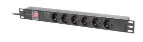 foto de REGLETA LANBERG 1U 16A RACK 19 6X SOCKET SCHUKO NEGRO 2M