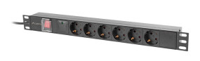 foto de REGLETA LANBERG 1U 16A RACK 19 6X SOCKET SCHUKO NEGRO 2M