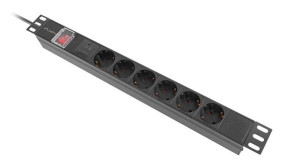 foto de REGLETA LANBERG 1U 16A RACK 19 6X SOCKET SCHUKO NEGRO 2M