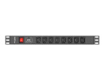 foto de REGLETA LANBERG 1U 16A RACK 19 8X SOCKET IEC C13 NEGRO 2M