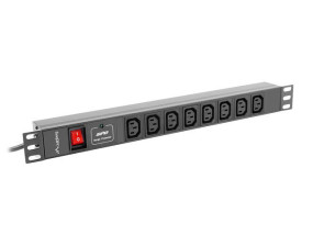 foto de REGLETA LANBERG 1U 16A RACK 19 8X SOCKET IEC C13 NEGRO 2M