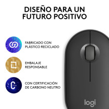 foto de RATON LOGITECH PEBBLE MOUSE M350S GRAFITO BLUETOOTH PILAS