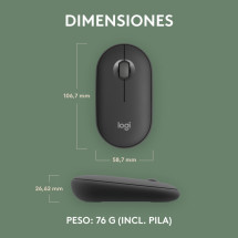 foto de RATON LOGITECH PEBBLE MOUSE M350S GRAFITO BLUETOOTH PILAS