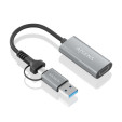 foto de CONVERSOR AISENS ALUMINIO USB-A/M+USB-C/M-HDMI/H 1080P@60HZ 15CM