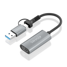 foto de CONVERSOR AISENS ALUMINIO USB-A/M+USB-C/M-HDMI/H 1080P@60HZ 15CM