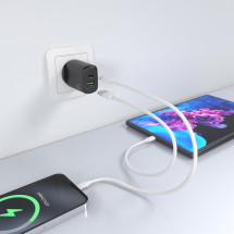foto de CARGADOR AISENS GAN 25W, 1XUSB-C PD3.0, 1XUSB-A QC3.0, NEGRO