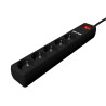 foto de REGLETA CON CARGADOR USB, 5 ENCHUFES, 1.5 M, USB 2A, COLOR NEGRO