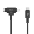 foto de HYPER SILICONE USB-C TO USB-C AND LIGHTNING HYBRID 60W CABLE - BLACK