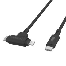 foto de HYPER SILICONE USB-C TO USB-C AND LIGHTNING HYBRID 60W CABLE - BLACK