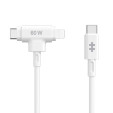 foto de HYPER SILICONE USB-C TO USB-C AND LIGHTNING HYBRID 60W CABLE - WHITE