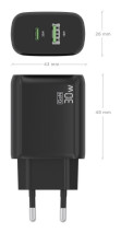foto de CARGADOR AISENS GAN 30W, 1XUSB-C PD3.0 QC4.0, 1XUSB-A QC3.0, NEGRO