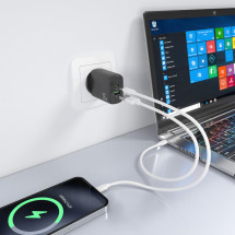 foto de CARGADOR AISENS GAN 30W, 1XUSB-C PD3.0 QC4.0, 1XUSB-A QC3.0, NEGRO